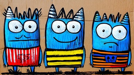 Colorful Cartoon Monsters with Unique Designs and Expressions