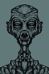 Alien creature, sketch, character idea for horror or game - digital painting. © Cubitron