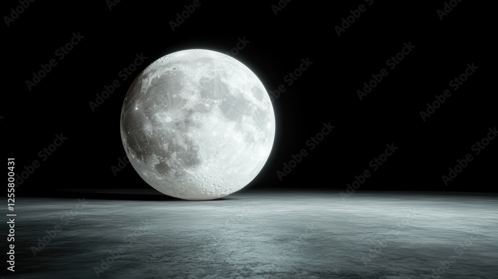 Poster a surreal depiction of the moon set against a softly illuminated background, creating a dreamlike at