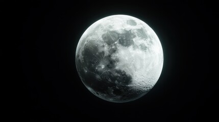 Fototapeta premium A stunning full moon glows brightly against the dark night sky, showcasing its craters and surface texture, captivating the viewer with its serene beauty.
