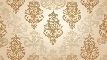 Elegant Vintage Damask Pattern in Soft Gold and Cream Tones