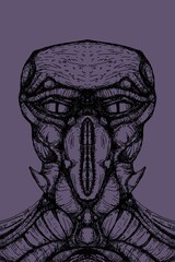 Alien creature, sketch, character idea for horror or game - digital painting. © Cubitron