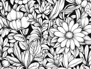 coloring book black and white for adults isolated line art on white background.