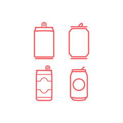 Soda can vector icons set. Beer drink, cola container illustration.