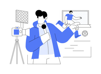 Sport journalism isolated cartoon vector illustrations.