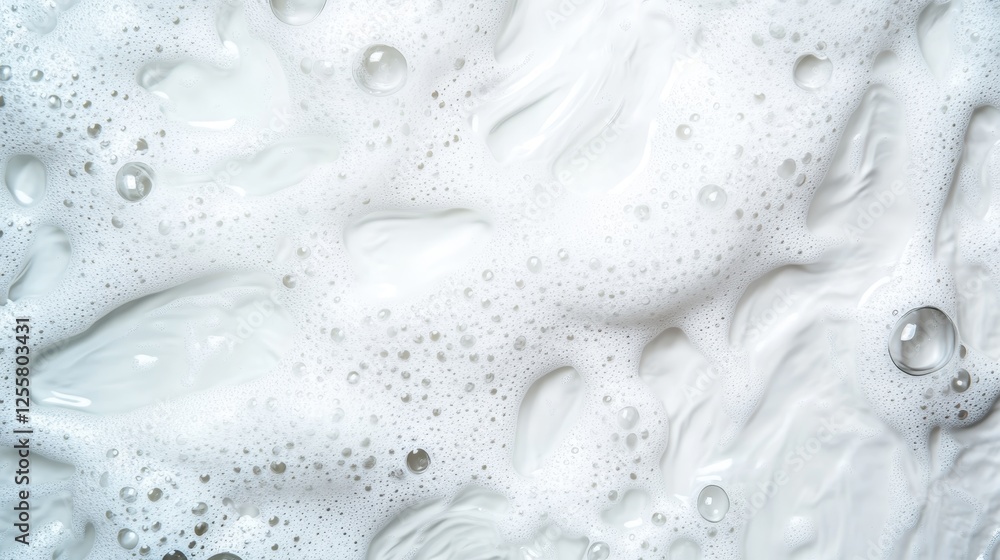 Poster a close-up view of vibrant white foam featuring bubbles and a captivating texture that showcases a s