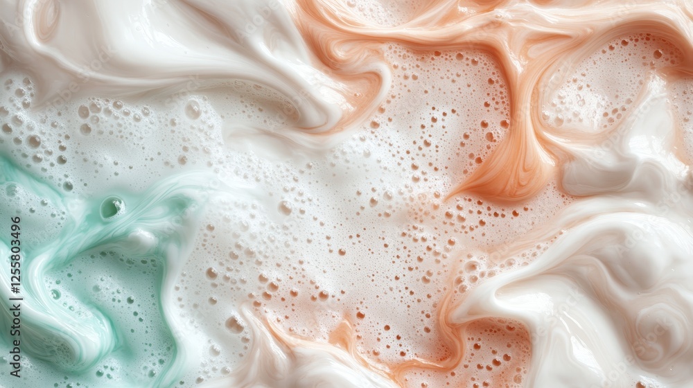 Poster a dynamic blend of colorful foam swirls showcasing vibrant tones, creating an abstract visual experi