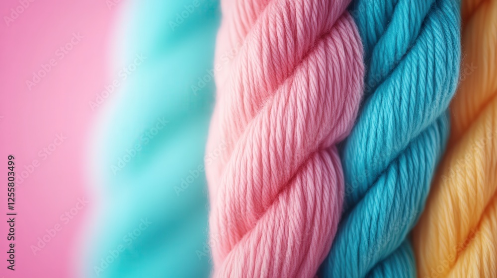 Poster a close-up of softly twisted yarn showcases a beautiful array of colors, reflecting warmth and creat