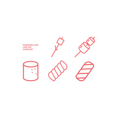 Marshmallow icons set snack vector illustration