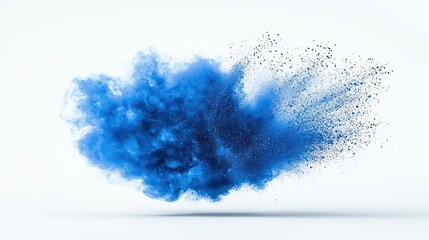 Abstract Blue Powder Explosion On White Background