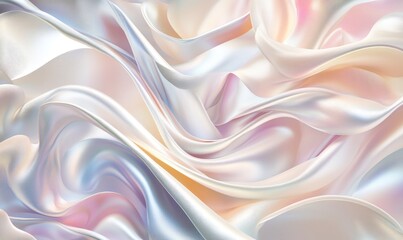 Obraz premium Iridescent pastel silk fabric flowing, abstract background, textile design