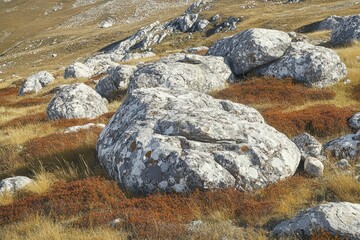 Rocky Terrain with Colorful Vegetation in Scenic Landscape View