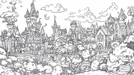 Naklejka premium coloring book black and white for adults isolated line art on white background.