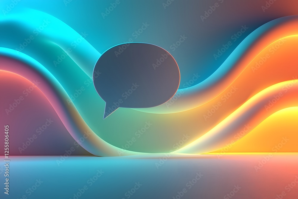 Poster colorful waves create a smooth backdrop for a speech bubble design. generative ai.