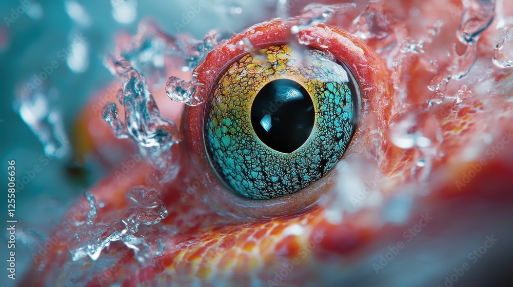 Aufkleber a captivating close-up of an eyed creature submerged underwater, displaying intricate textures and c