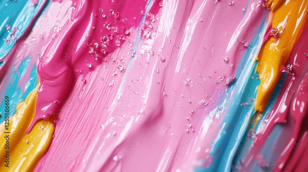 Poster an intricate surface of textured paint layers, enhanced with tiny bubbles that add depth and intrigu