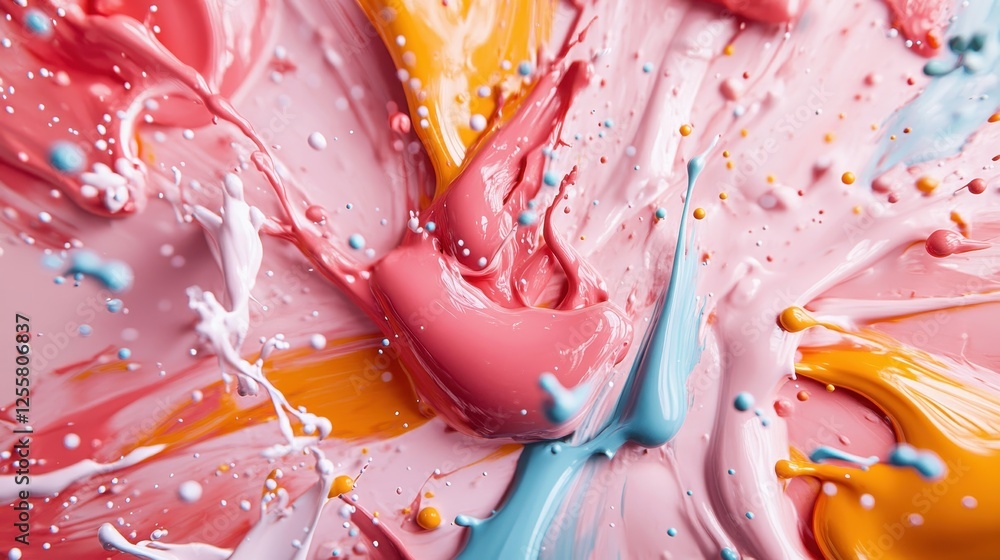 Poster a breathtaking display of paint splashes in vibrant colors, symbolizing creativity and artistic expr