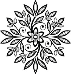 Ornate Black and White Floral Mandala Design Pattern Art