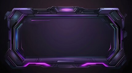 Futuristic Tech Frame Glowing Purple Neon Border