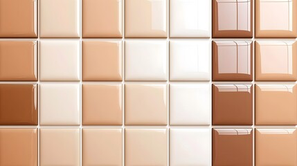 Glossy ceramic tiles in warm beige and brown shades for interiors