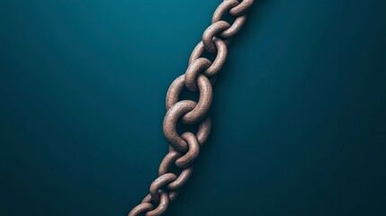 Obraz premium Vintage Copper Chain Links Isolated on Dark Turquoise Background for Raw Material Use