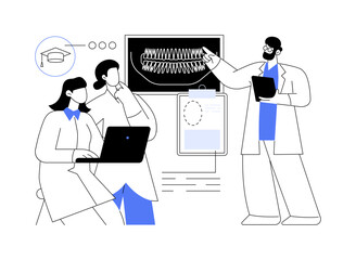 Dental surgery theory lesson isolated cartoon vector illustrations.