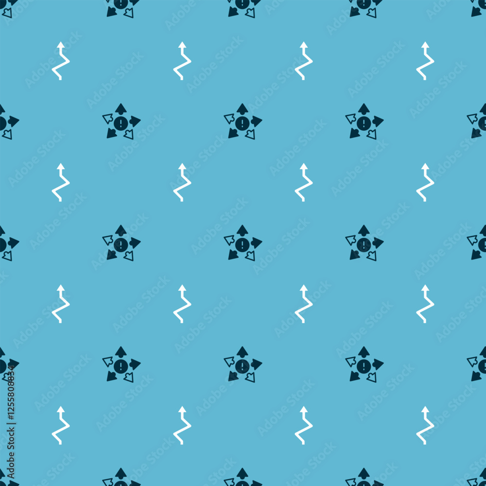Poster set many ways directional arrow and arrow on seamless pattern. vector