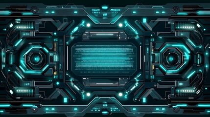Fototapeta premium Futuristic tech panel, glowing, dark background, sci-fi design