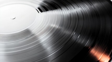 This artistic close-up shot of a vinyl record captures reflections and intricate details, symbolizing nostalgia, music, and the beauty of analog sound in a modern world.