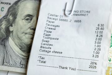A receipt from a store with a list of products and instead of the amount the year 2025 is written...