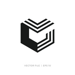 Logo initials letters LG GL hexagon stripes and solid area