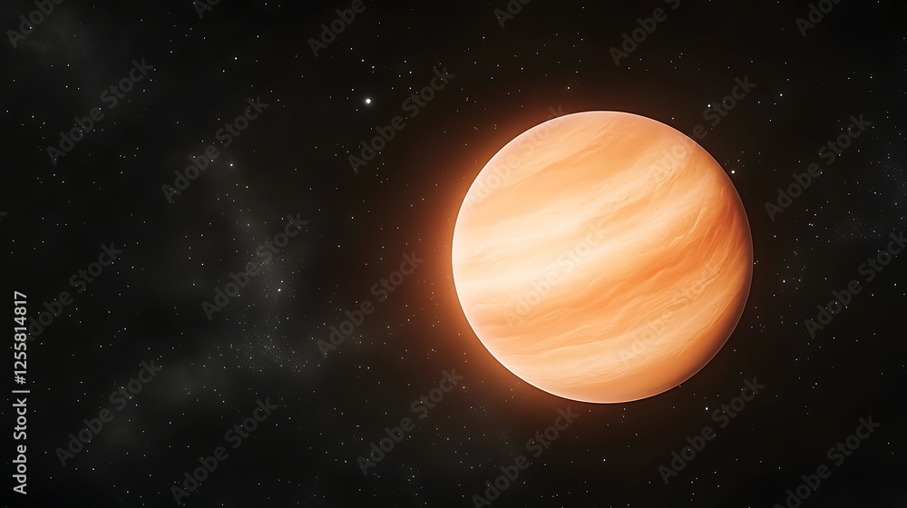 Poster a vibrant orange planet floats against a dark cosmic backdrop, showcasing swirling atmospheric patte