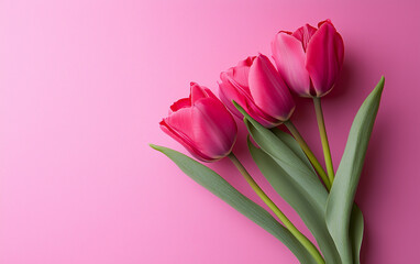 Obraz premium Pink tulips on pastel background 