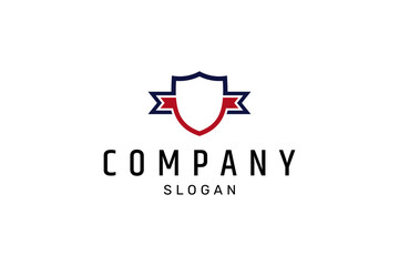 shield frame logo with ribbon in flat design style