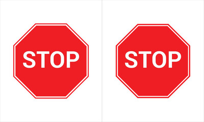 Stop Sign Flat Icon, No Entry Sign Icon, Red STOP sign isolated, Vector illustration of a stop road/traffic sign, Traffic sign..