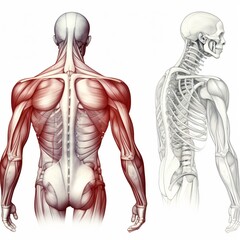 Human Shoulder and Back Anatomy Isolated on White Background