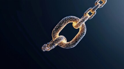 Fototapeta premium 3D Digital Rendering of a Glowing Chain Link Representing Connection and Security in Technology