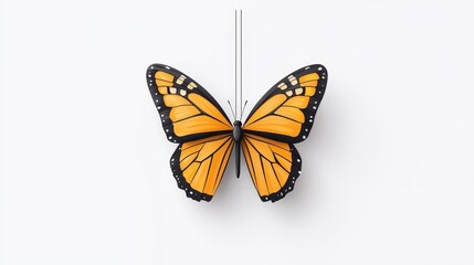 Vibrant Orange Monarch Butterfly Illustration with Black Accents on a Clean White Background