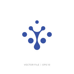 Y letter initial logo and dots and liquid drop