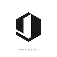 initials letters RJ JR  hexagon logo