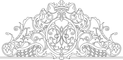 vector sketch illustration silhouette design floral neoclassical style decor ornament ornament classic vintage 