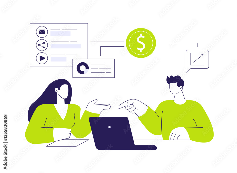 Poster briefing with a client abstract concept vector illustration.