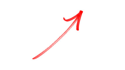 Hand-Drawn Red Upward Arrow PNG, Red marker arrow - Transparent Background 