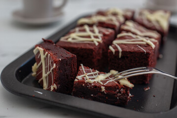 sweet home made Red velvet brownie