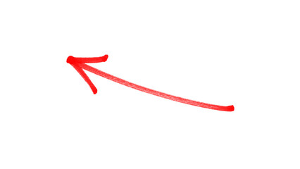 Hand drawn Red marker Curved Left Arrow PNG - Transparent Background
