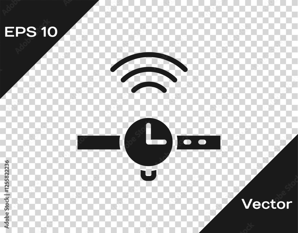 Poster black smartwatch icon isolated on transparent background. internet of things concept with wireless c