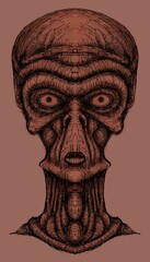 Alien creature, sketch, character idea for horror or game - digital painting.