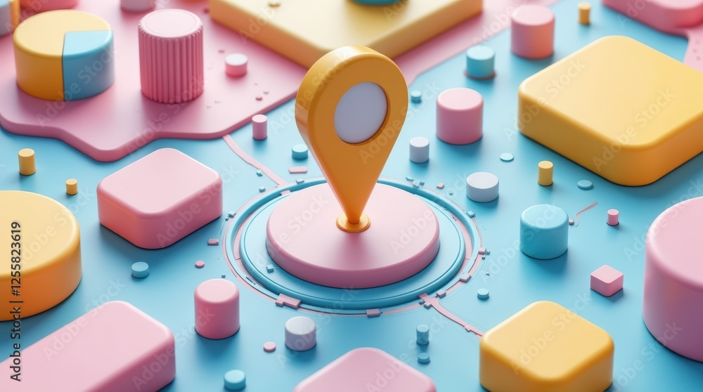 Aufkleber colorful 3d geometric shapes representing navigation and mapping in a modern digital world