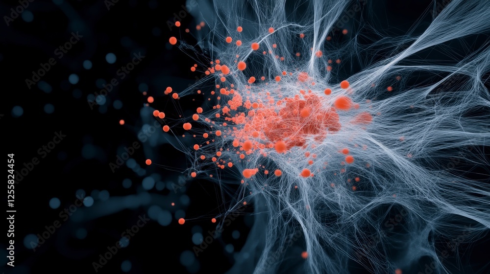 Poster abstract representation of particles and networks in a high-tech cosmic environment