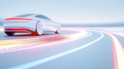 Obraz premium Smart Road Innovation, advanced wireless electric vehicle charging technology enhancing urban infrastructure, promoting sustainable transportation solutions, improving efficiency and convenience